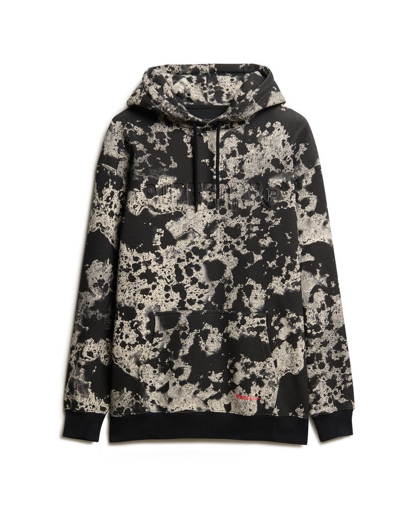 moletom folgado com capuz e estampa texturizada utility camo logo na cor preta.
