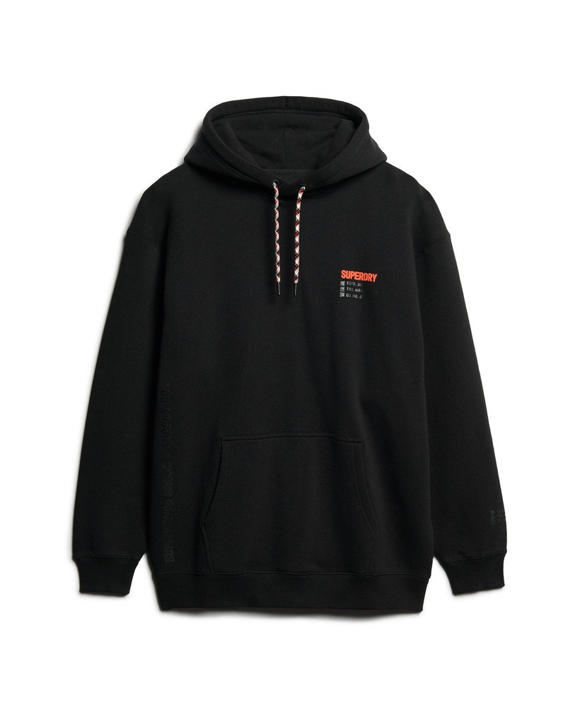 moletom folgado com capuz utility sport logo na cor preta.