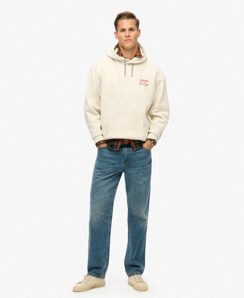 moletom folgado com capuz utility sport logo na cor nordic bone grey