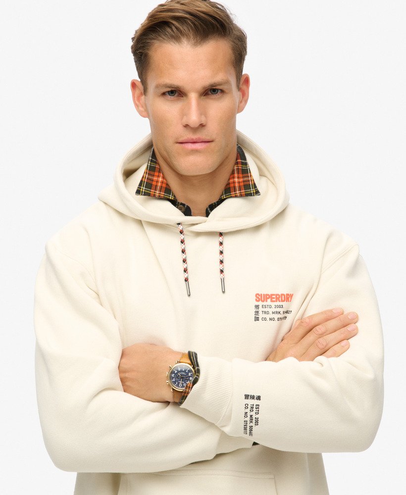 moletom folgado com capuz utility sport logo na cor nordic bone grey