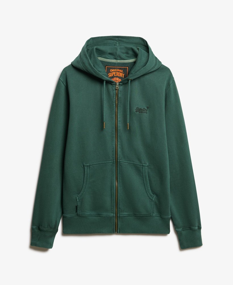 moletom com zíper e logo essencial na cor verde floresta