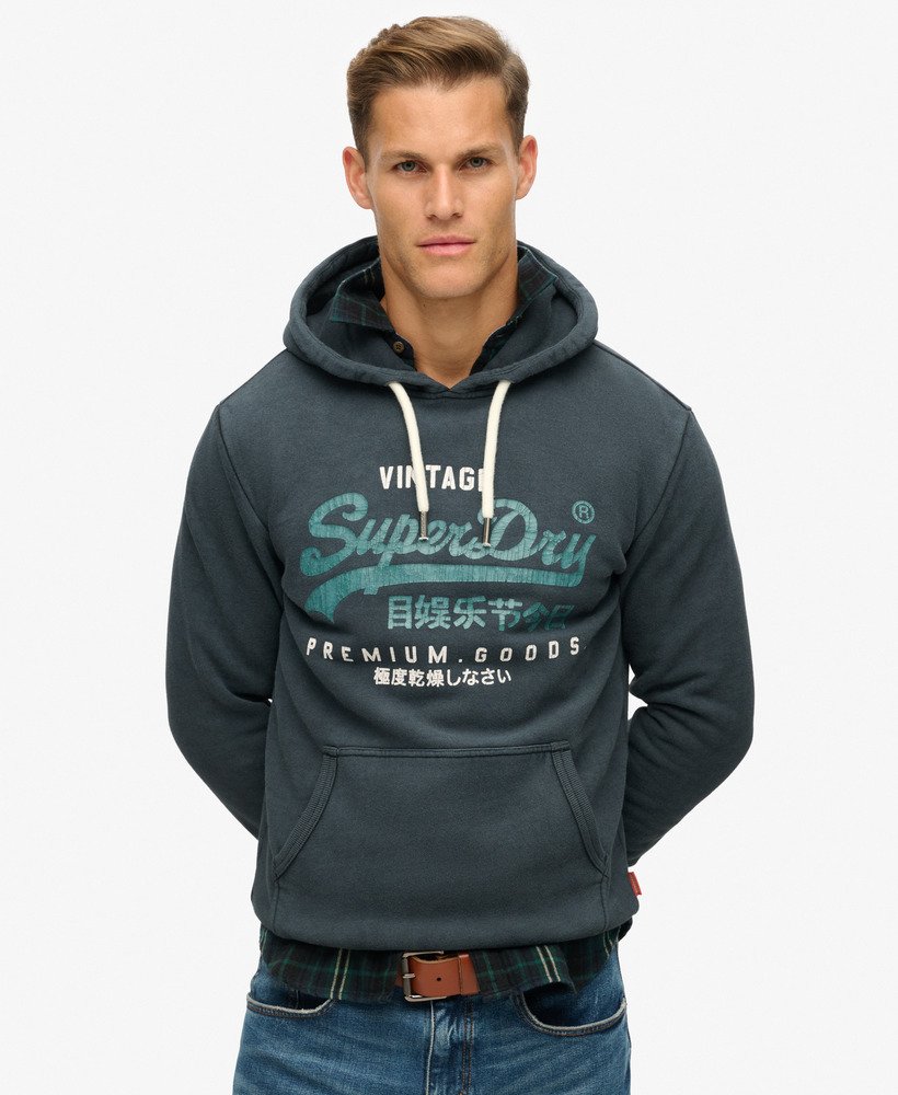 moletom com capuz duo vintage logo na cor preto jato