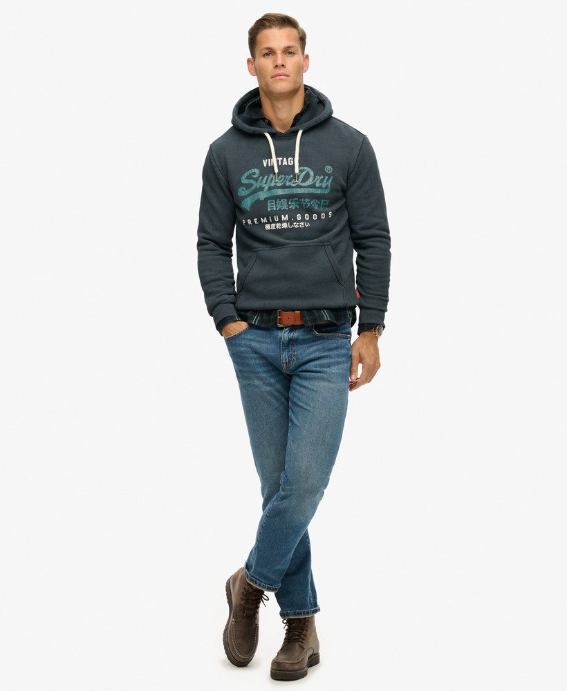 moletom com capuz duo vintage logo na cor preto jato