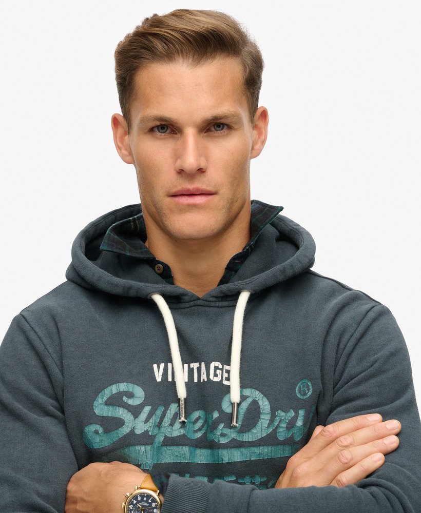 moletom com capuz duo vintage logo na cor preto jato