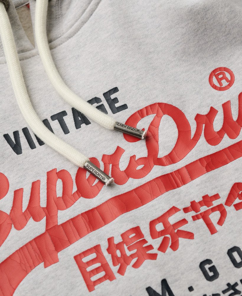moletom com capuz duo vintage logo na cor glacier grey mescl