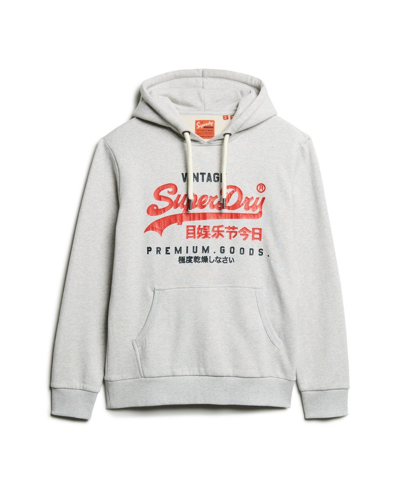 moletom com capuz duo vintage logo na cor glacier grey mescl