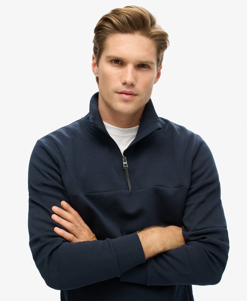 moletom tech loose com meio zíper na cor azul marinho escuro