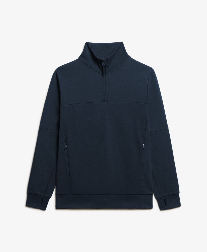 moletom tech loose com meio zíper na cor azul marinho escuro