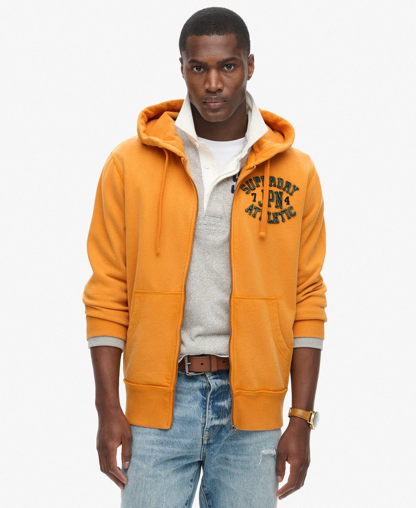 moletom com zíper vintage athletic na cor track gold