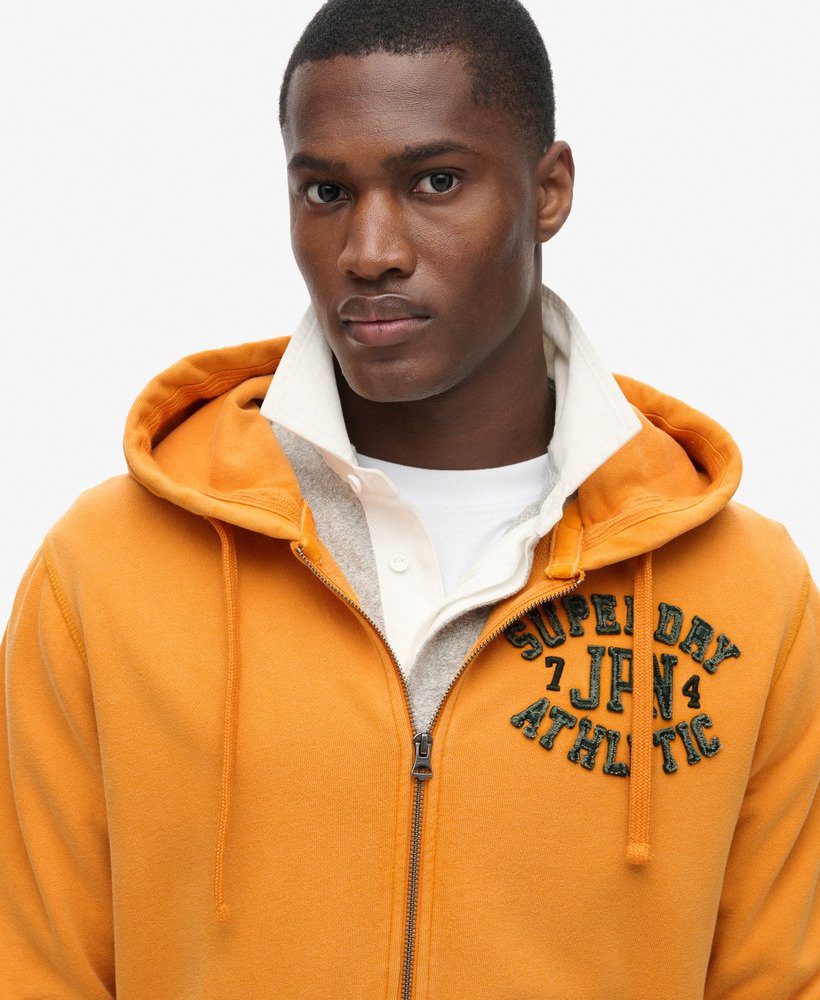 moletom com zíper vintage athletic na cor track gold