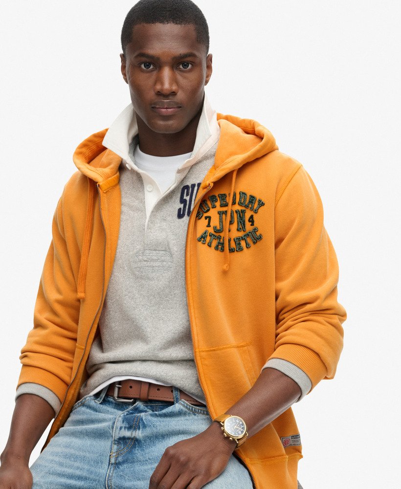 moletom com zíper vintage athletic na cor track gold