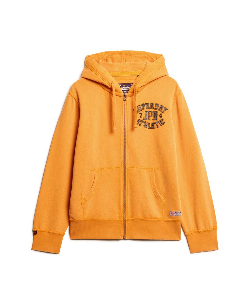 moletom com zíper vintage athletic na cor track gold