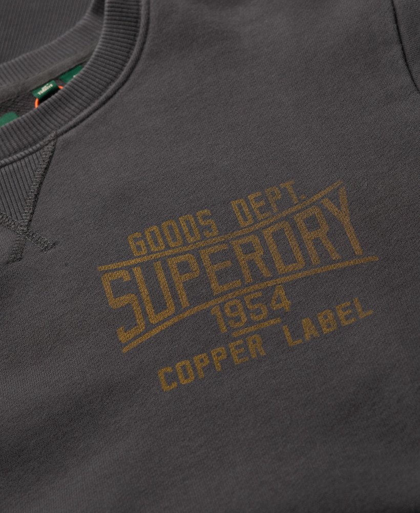 moletom copper label workwear com gola redonda e barra na cor preta lavada