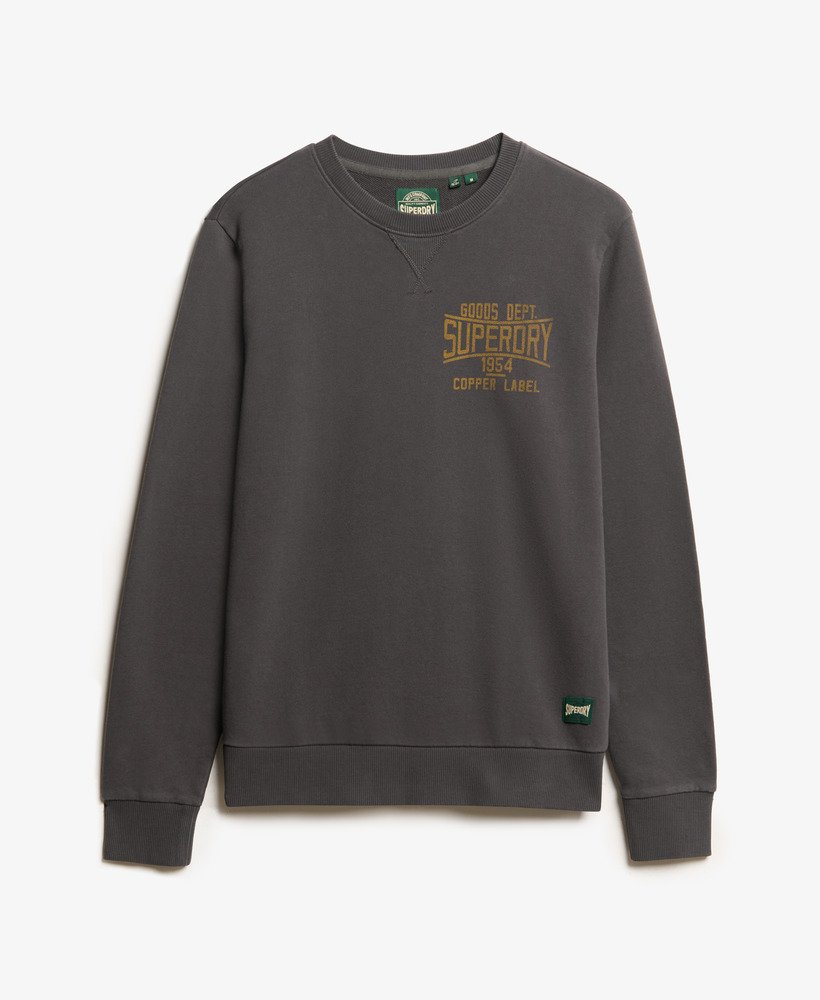 moletom copper label workwear com gola redonda e barra na cor preta lavada