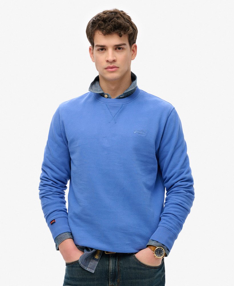 moletom essential logo crew na cor azul chambray