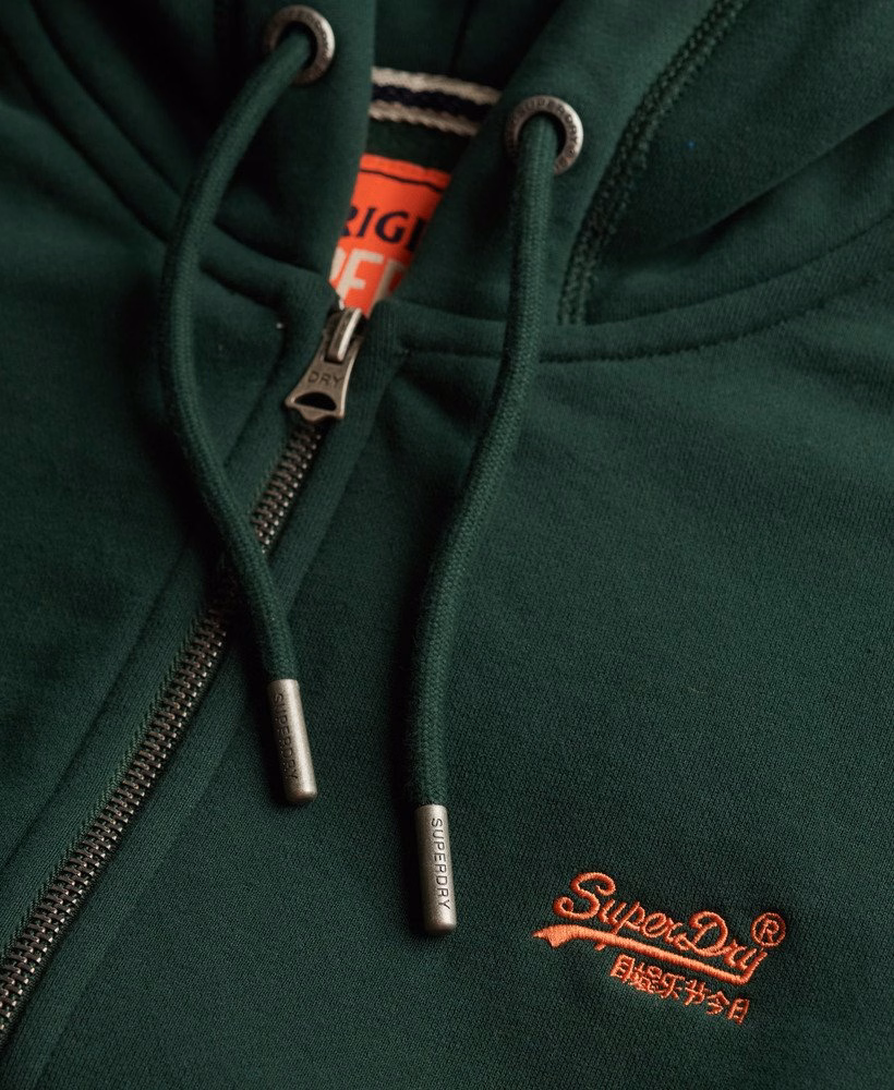 Moletom com Capuz e Zíper Frontal em Tecido Escovado com Logo Essencial
