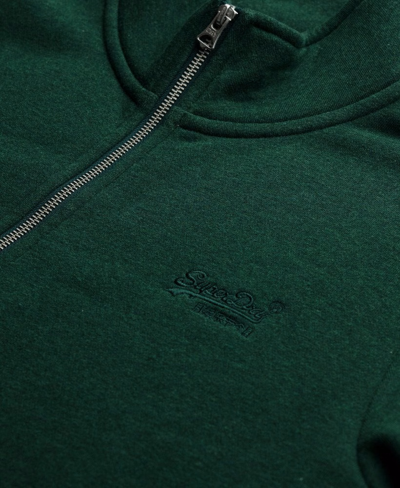 Moletom com meio zíper e logo vintage bordado