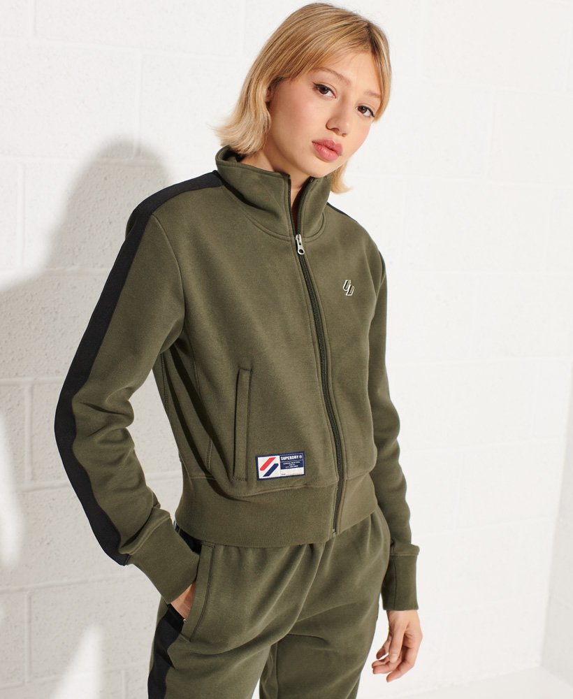 jaqueta esportiva code stripe na cor dark moss