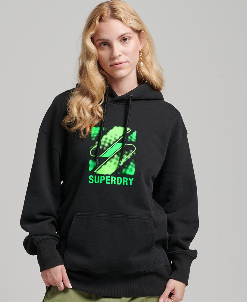 moletom oversized com logo half tone s na cor preta