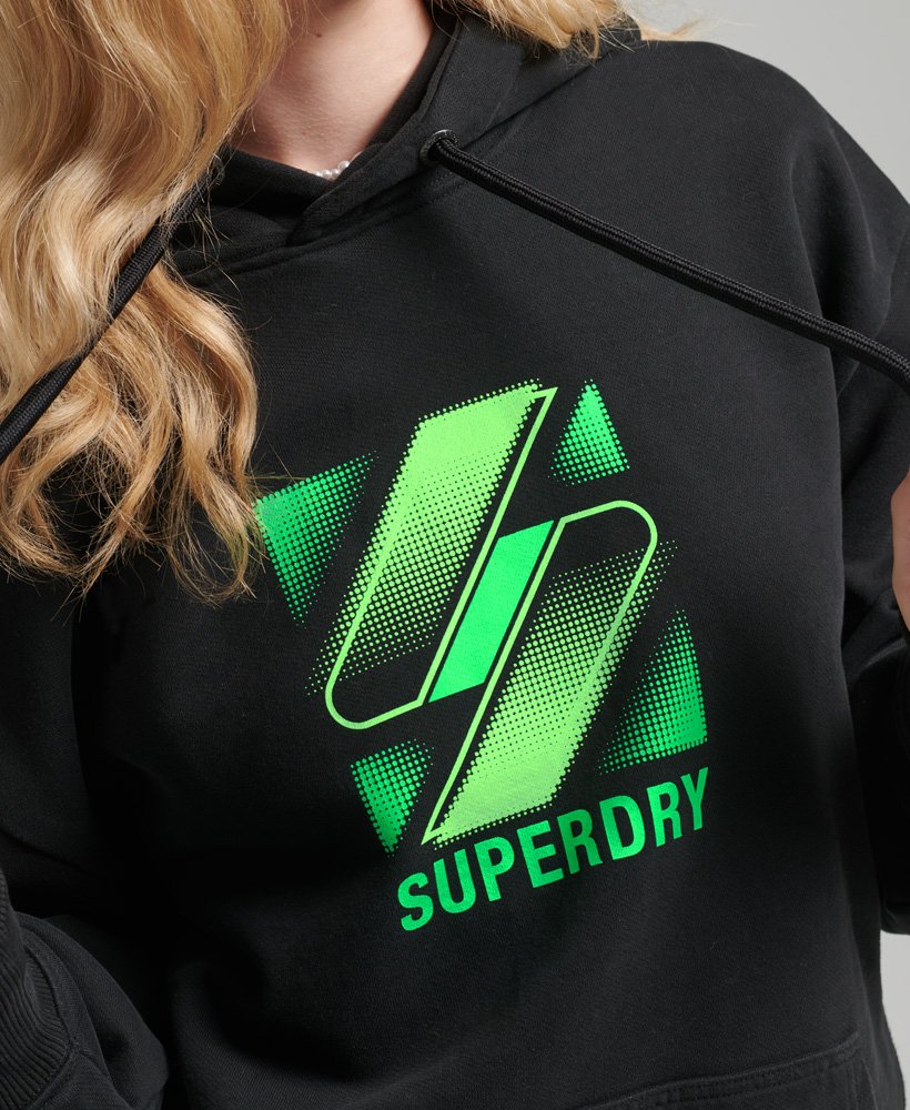 moletom oversized com logo half tone s na cor preta