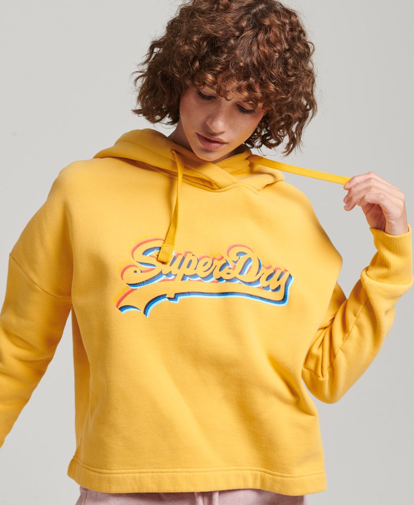 moletom com capuz e logo gráfico arco-íris em amarelo pigmentado