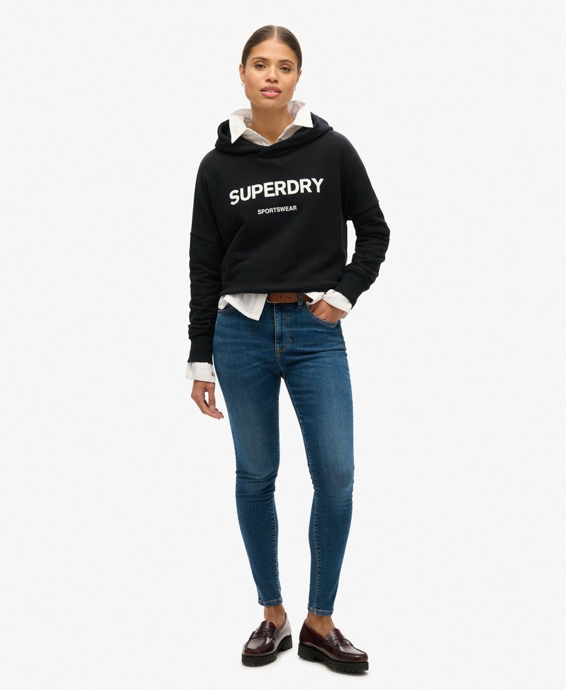 moletom com capuz core sport cropped box na cor preta