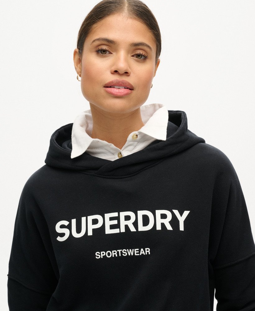 moletom com capuz core sport cropped box na cor preta