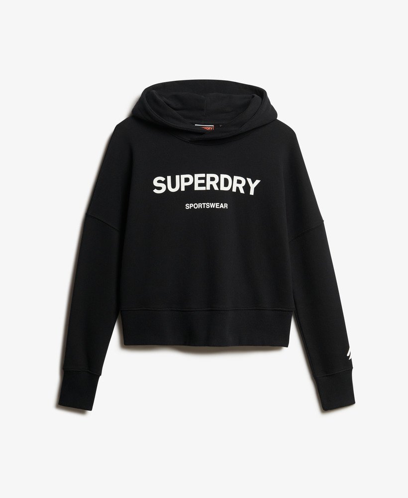 moletom com capuz core sport cropped box na cor preta
