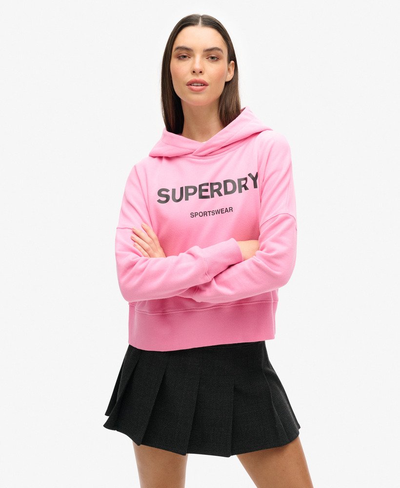 moletom com capuz core sport cropped box na cor rosa marne