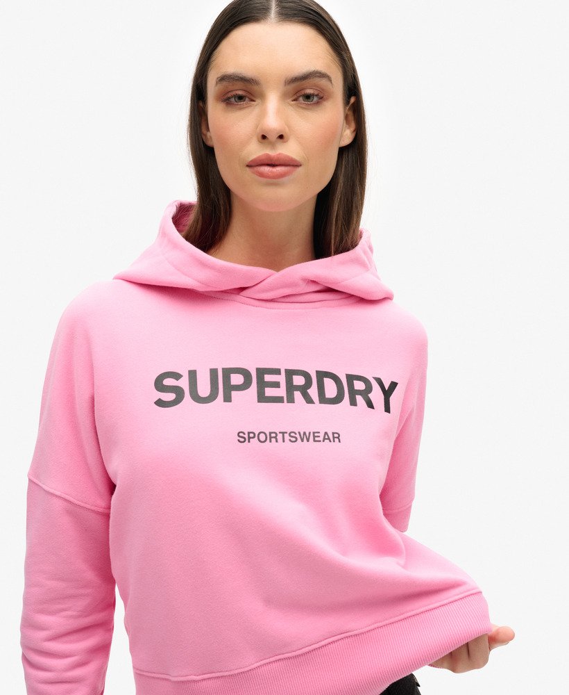 moletom com capuz core sport cropped box na cor rosa marne