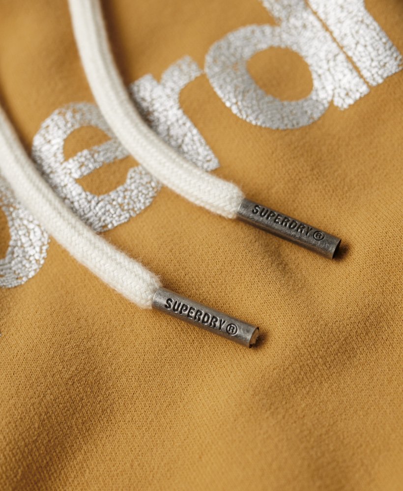 moletom com capuz metallic core logo em dourado claro