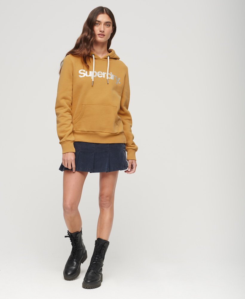 moletom com capuz metallic core logo em dourado claro