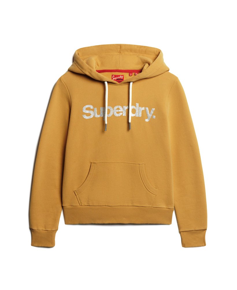 moletom com capuz metallic core logo em dourado claro