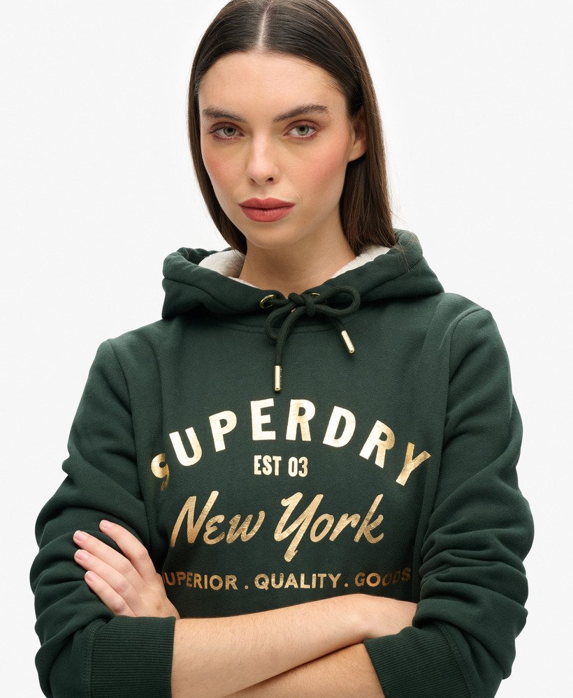moletom luxe com logo metálico na cor verde escuro academy