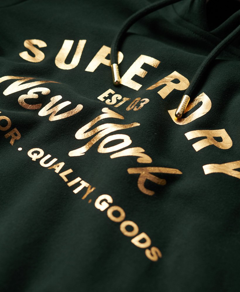 moletom luxe com logo metálico na cor verde escuro academy
