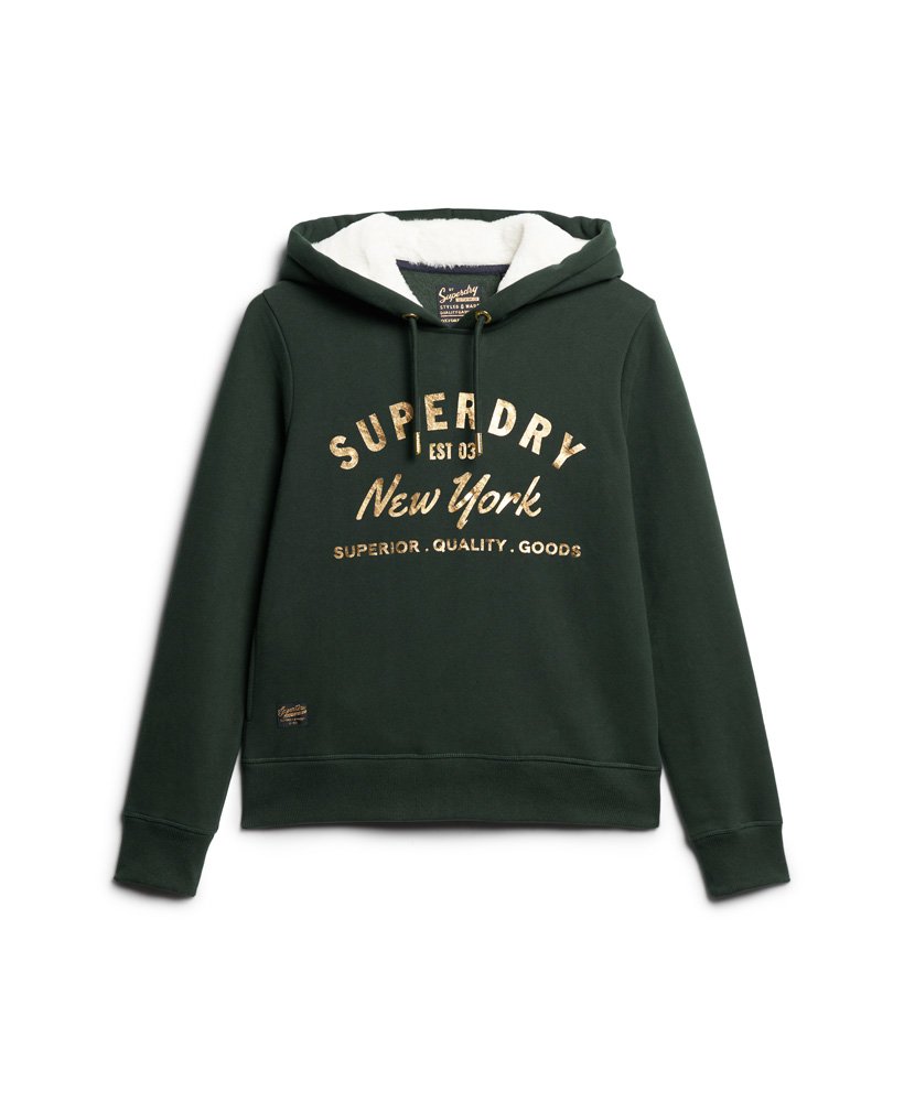 moletom luxe com logo metálico na cor verde escuro academy