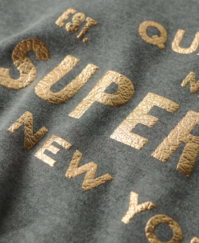 moletom luxe com logo metálico em cinza mesclado intenso
