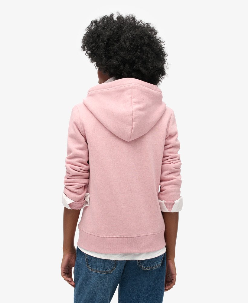moletom com zíper e logo essencial na cor rosa mescla la soft pink.