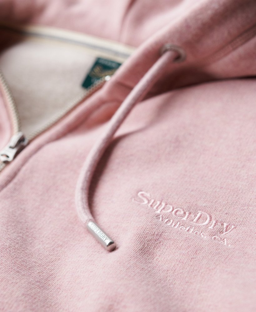 moletom com zíper e logo essencial na cor rosa mescla la soft pink.