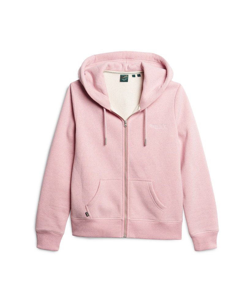 moletom com zíper e logo essencial na cor rosa mescla la soft pink.