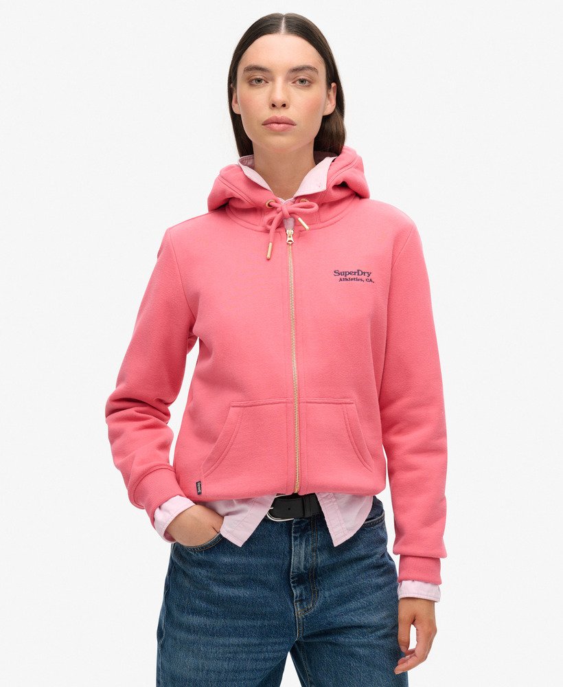 moletom com zíper e logo essencial na cor rosa camping