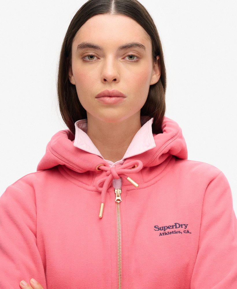 moletom com zíper e logo essencial na cor rosa camping