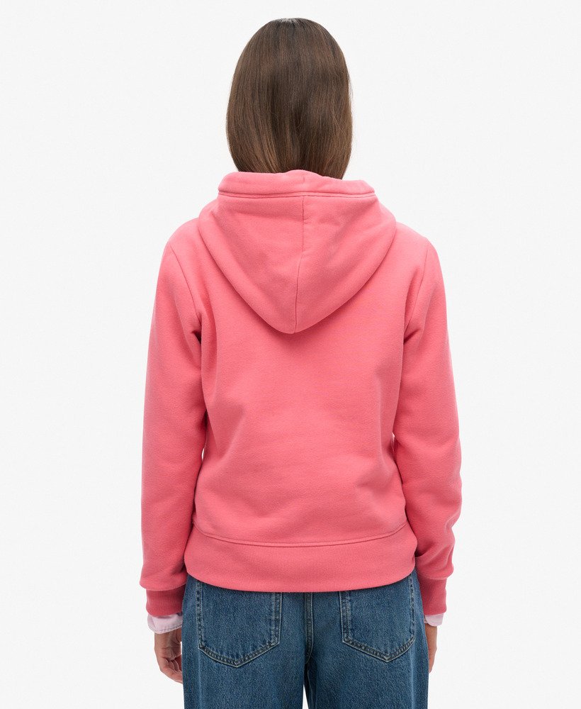 moletom com zíper e logo essencial na cor rosa camping
