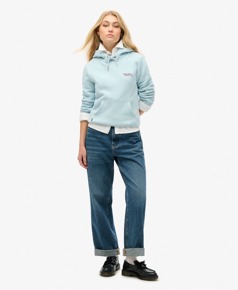 moletom com capuz essential logo na cor azul celeste de inverno