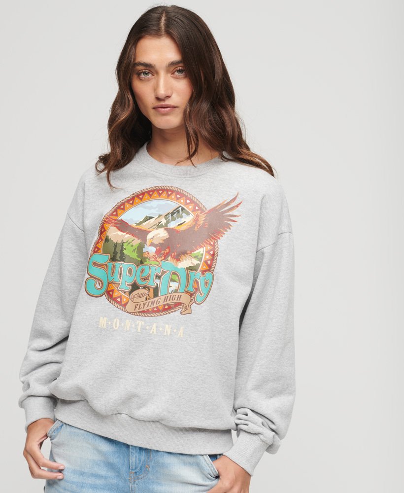 moletom travel souvenir graphic crew na cor flake grey mescl