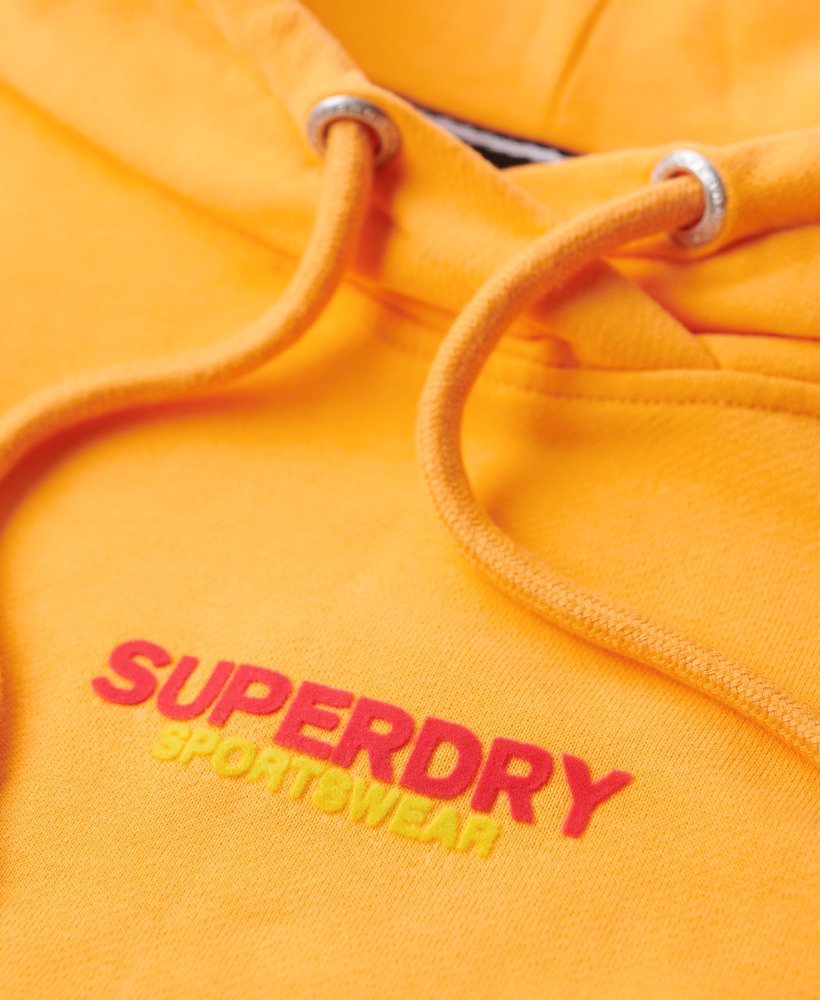 moletom boxy com logo esportivo na cor laranja vibrante.