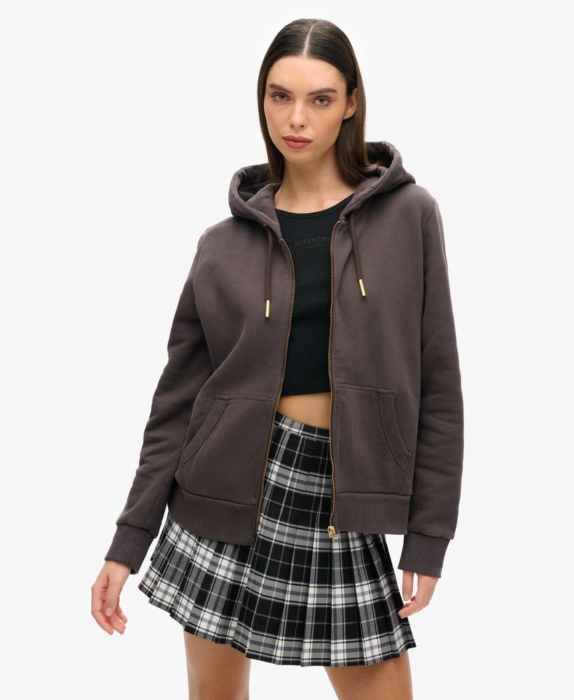 moletom com zíper e strass tattoo na cor carbon black