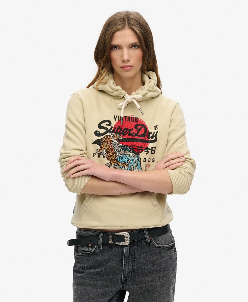 moletom com capuz tokyo vintage logo graphic na cor verde espuma das marés