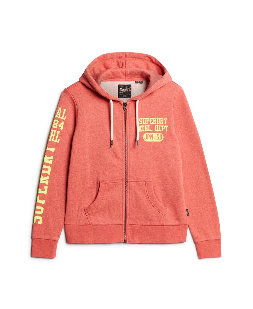 moletom com zíper e estampa super esportiva em vermelho coral mesclado