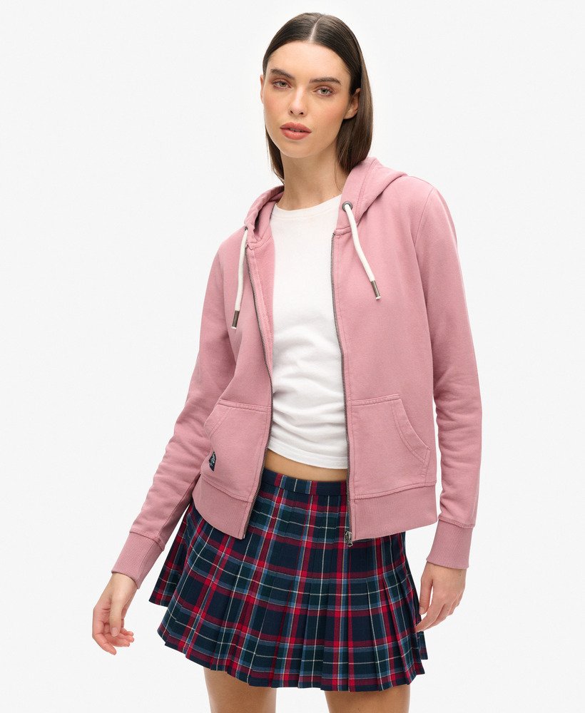 moletom com zíper archived com detalhes em roxo rosa nostalgia